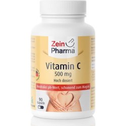 ZeinPharma Buffered Vitamin C 500mg 90 Capsules - 3 Month Supply - Gluten-Free Vegetarian Kosher and Halal - Made in