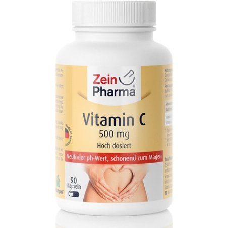 ZeinPharma Buffered Vitamin C 500mg 90 Capsules - 3 Month Supply - Gluten-Free Vegetarian Kosher and Halal - Made in