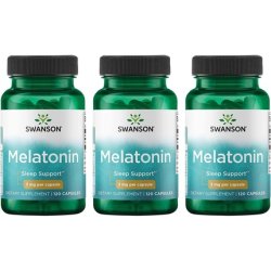 Swanson Melatonin Herbal Supplement Promoting Sleep Support 120 Capsules 3mg - Pack of 3