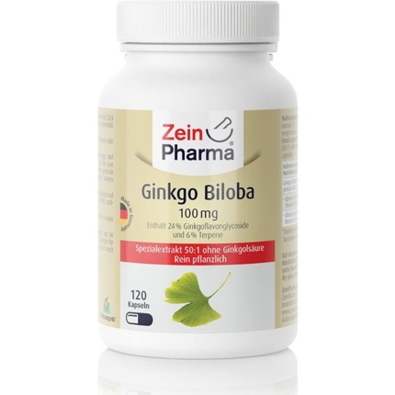 ZeinPharma Ginkgo Biloba 100mg 120 Capsules - 4 Months Supply - 50:1 Special Extract Made in Germany