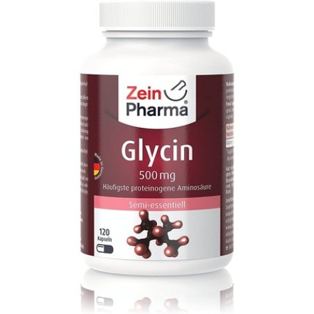 ZeinPharma Glycin 500mg 120 Capsules - Part of Connective Tissue and All Proteins - Made in Germany