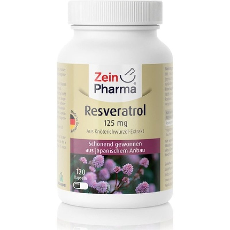 ZeinPharma Resveratrol 125mg 120 Capsules - 4 Month Supply Gluten-Free Vegan Kosher and Halal
