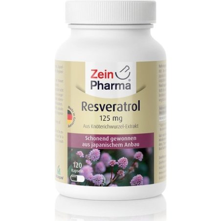 ZeinPharma Resveratrol 125mg 120 Capsules - 4 Month Supply Gluten-Free Vegan Kosher and Halal