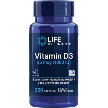 Life Extension Vitamin D3 1000 IU 250 Softgels Soy-Free Gluten-Free