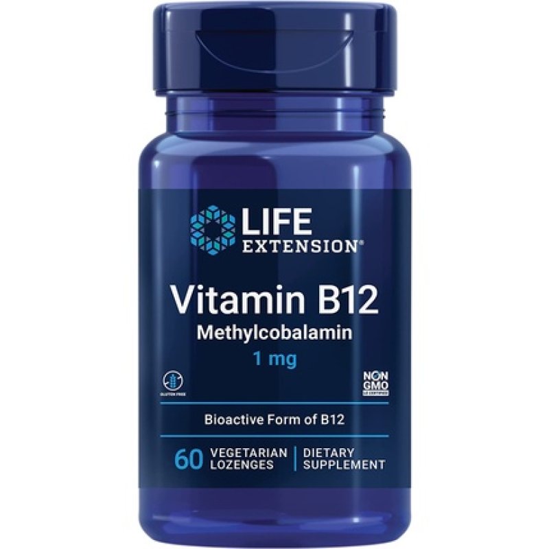 Life Extension Vitamin B12 Methylcobalamin 1mg Brain Health & Cognition Vegetarian Lozenges 60 Count