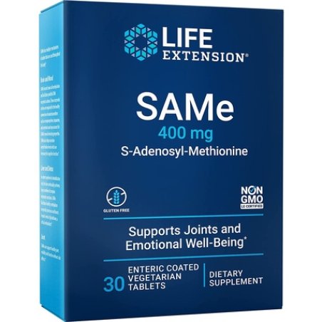 Life Extension Same 400mg Enteric-Coated S-Adenosyl-Methionine Supplement 30 Vegetarian Tablets