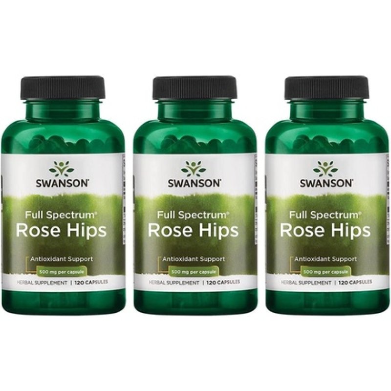 Swanson Rose Hips Herbal Supplement Promoting Immune System Health & Healthy Weight Support 120 Capsules 500mg - Pack