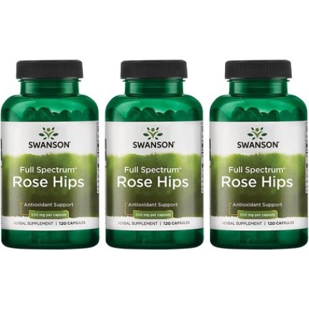 Swanson Rose Hips Herbal Supplement Promoting Immune System Health & Healthy Weight Support 120 Capsules 500mg - Pack