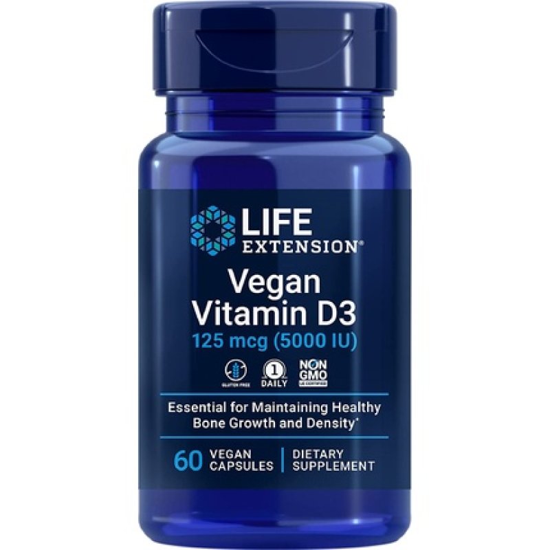 Life Extension Vegan Vitamin D3 Joint/Bone Health Immune Support 60 Count Capsules
