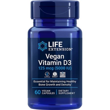 Life Extension Vegan Vitamin D3 Joint/Bone Health Immune Support 60 Count Capsules
