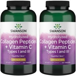 Swanson Hydrolyzed Collagen Peptides with Vitamin C Types I and III 1000mg