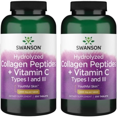 Swanson Hydrolyzed Collagen Peptides with Vitamin C Types I and III 1000mg
