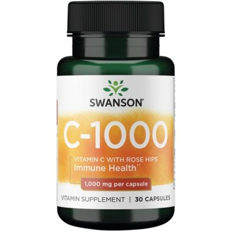 Swanson Vitamin C with Rose Hips 1000mg 30 Capsules