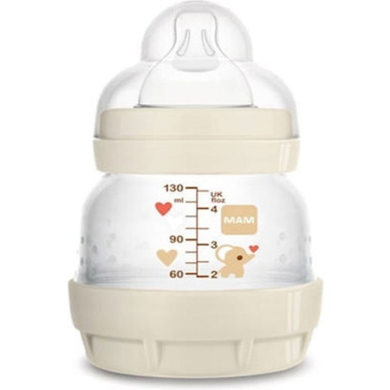 Mam Easy Start Anti-Colic Plastic Baby Bottle With Silicone Nipple - 130ml For Unisex 0 Months