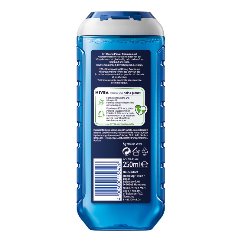 NIVEA MEN Strong Power pH-Optimal 250 ml Shampoo Natural