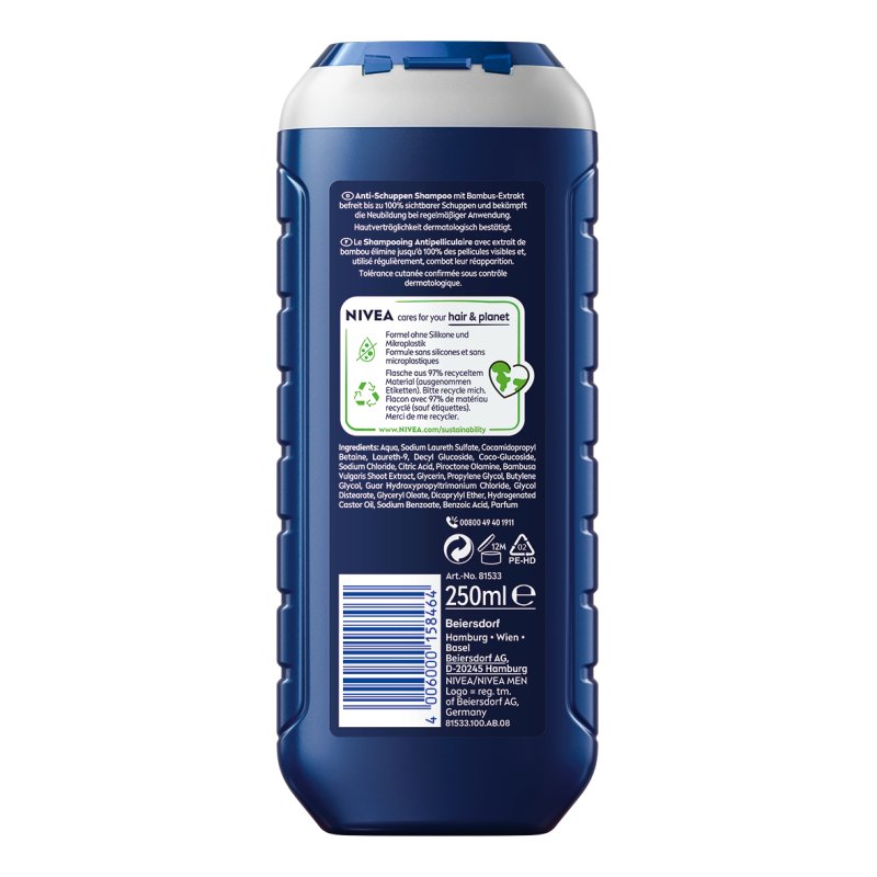 NIVEA MEN Anti-Dandruff pH-Optimal 250 ml Shampoing Non-professionnel Hommes