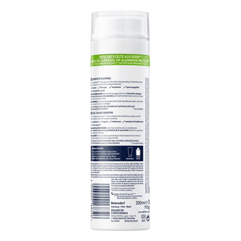 NIVEA MEN Sensitive Gel de rasage Hommes 200 ml