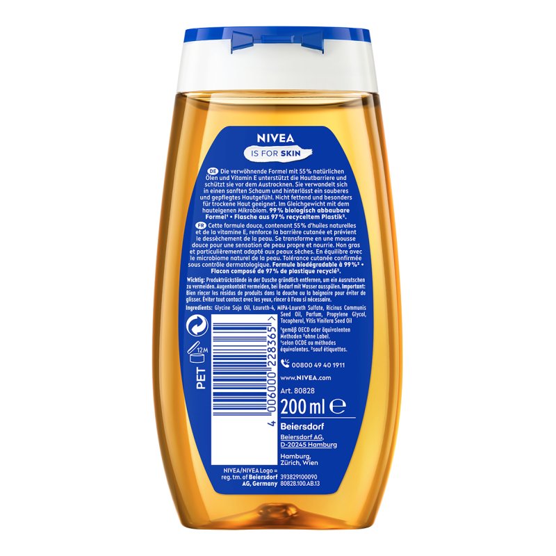 NIVEA Natural 200 ml Huile de douche Femmes Corps