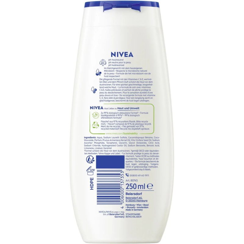Nivea Shower Peach Refreshing Shower Gel