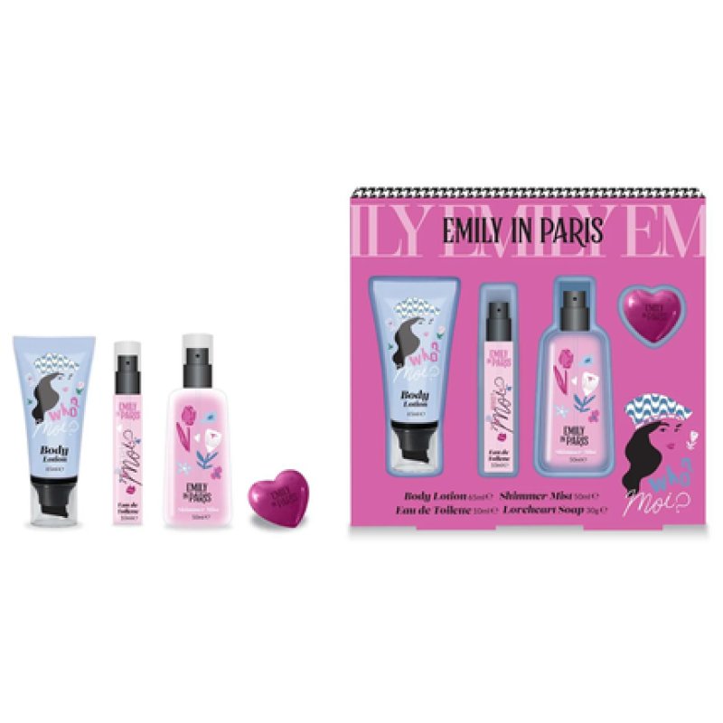 Emily In Paris Gift Set Body Lotion Shimmer Mist Eau De Toilette And Loveheart Soap