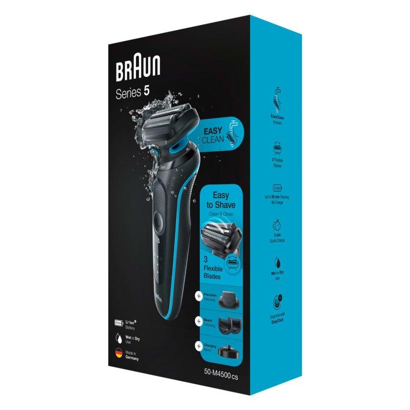Braun Series 5 50-M4500cs Foil shaver Trimmer Black, Blue