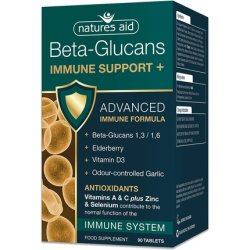 Natures Aid Beta-Glucans Immune Support 90 Tablets with Elderberry Vitamin D3 and Garlic