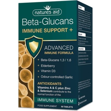 Natures Aid Beta-Glucans Immune Support 90 Tablets with Elderberry Vitamin D3 and Garlic