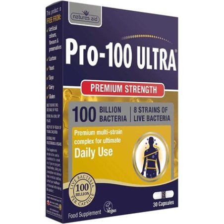 Bio360 Pro-100 Ultra 100 Billion Bacteria|From Natures Aid | 30 Capsules