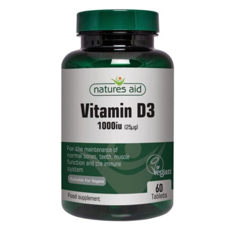 Natures Aid Vegan Vitamin D3 1000iu 60 Tablets
