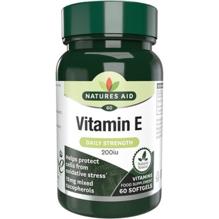 Natures Aid Vitamin E 200iu Softgels Natural Source Protects Cells from Oxidative Stress 60 Count