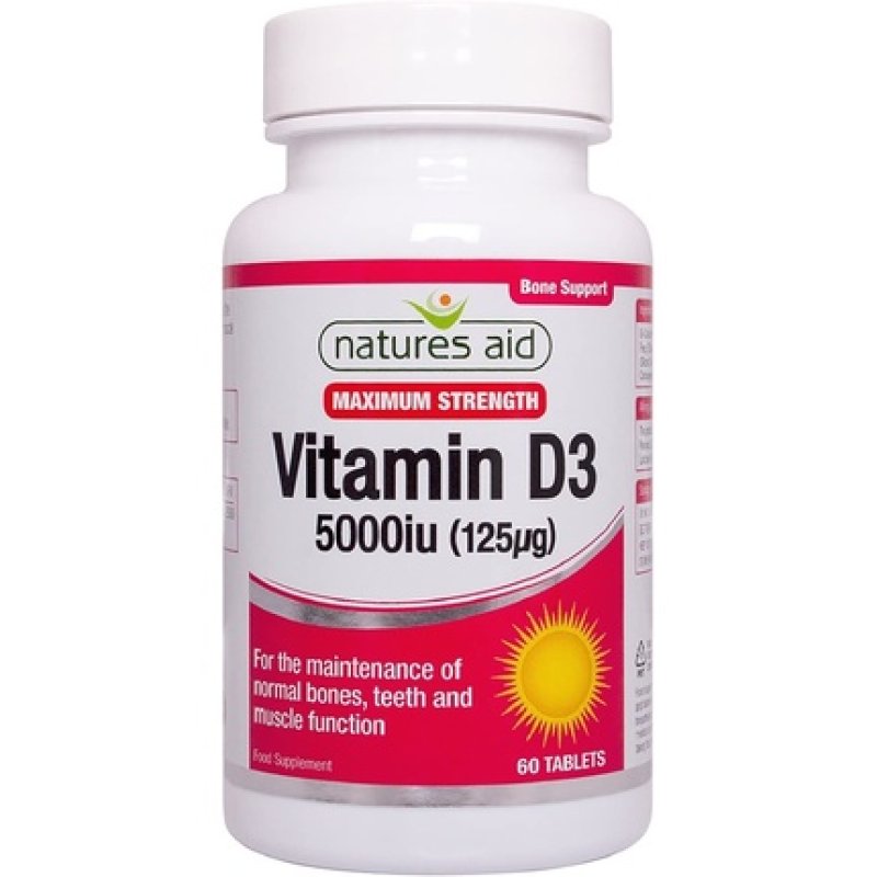 Natures Aid 5000iu High Strength Vitamin D3 Tablets