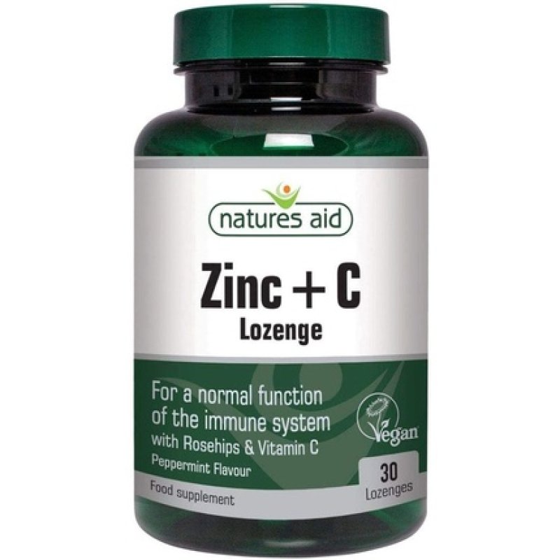 Natures Aid Vegan Zinc Lozenges Peppermint 30 Tablets