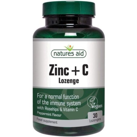 Natures Aid Vegan Zinc Lozenges Peppermint 30 Tablets