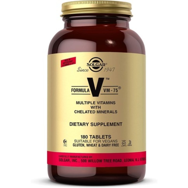 Solgar Formula VM-75 Multivitamin with Chelated Minerals 180 Tablets