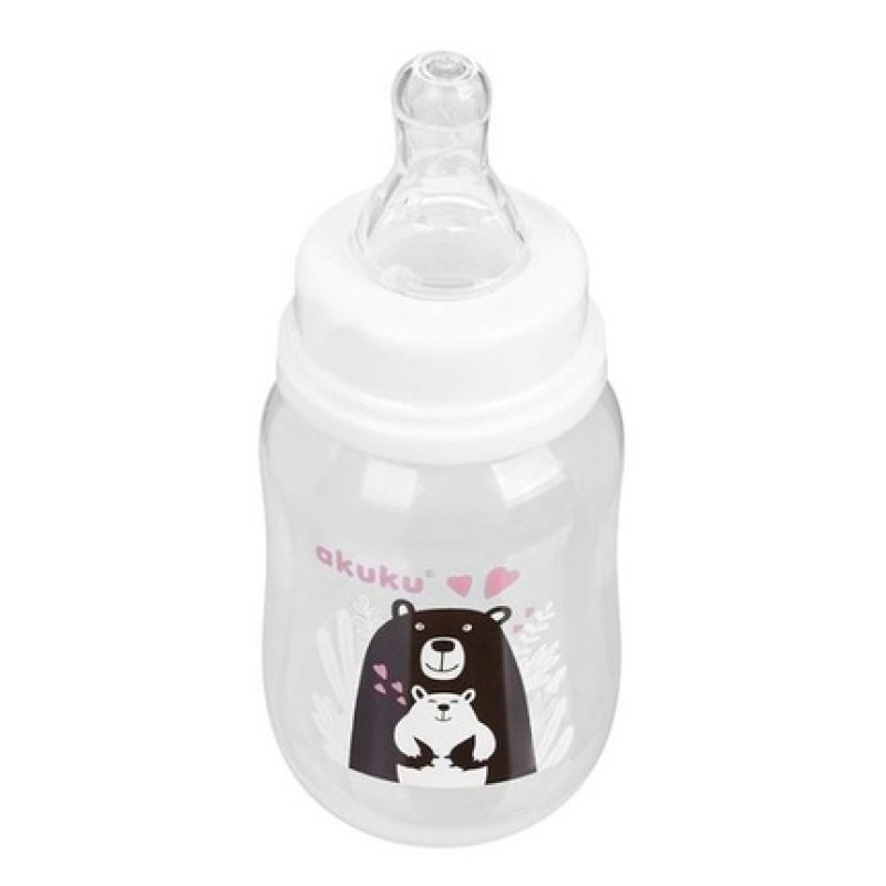 Akuku Teddy Bear Bottle 125ml White And Black