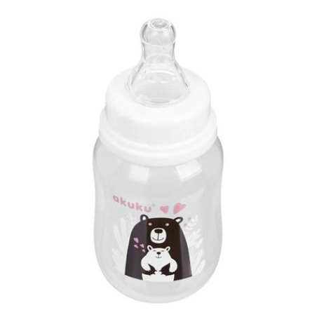 Akuku Teddy Bear Bottle 125ml White And Black