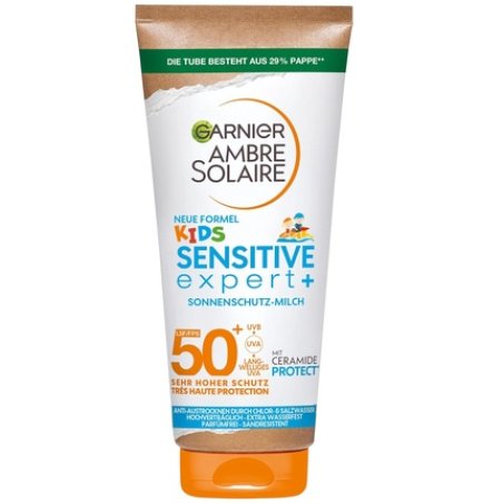 Garnier Kids Sunscreen Milk with SPF 50 Very High Sun Protection Anti-Drying of the Skin Ambre Solaire Kids Sensitive