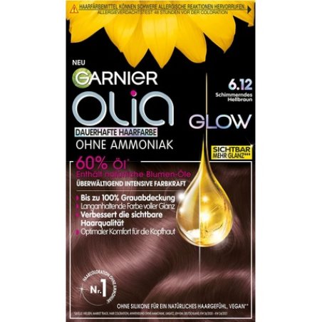 Garnier Olia Permanent Hair Color without Ammonia with Nourishing Natural Oils 6.12 Shimmering Light Brown