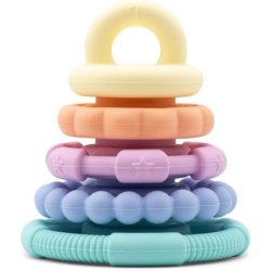 Jellystone Designs Rainbow Stacker Pastel Soft Silicone Baby Stacking Teether