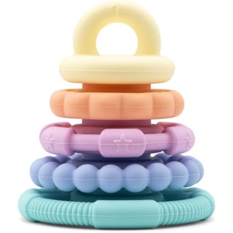 Jellystone Designs Rainbow Stacker Pastel Soft Silicone Baby Stacking Teether
