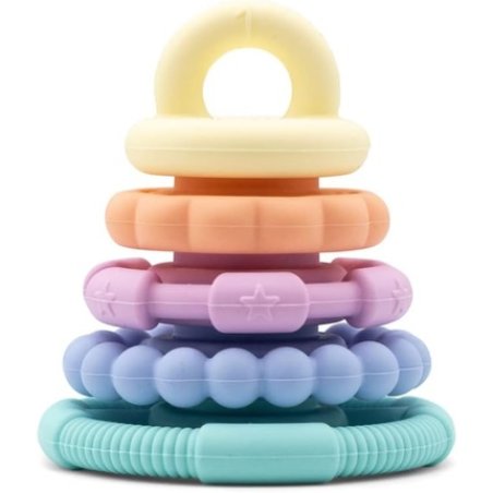 Jellystone Designs Rainbow Stacker Pastel Soft Silicone Baby Stacking Teether