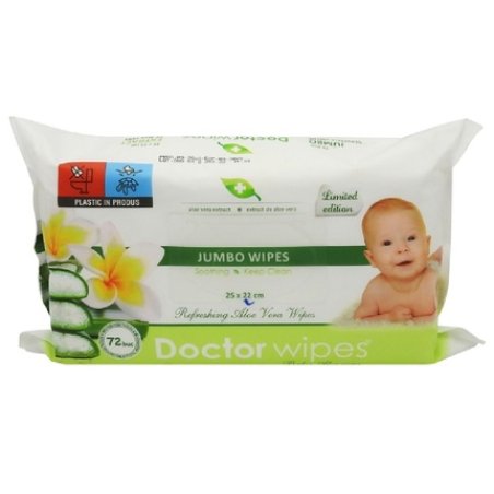 Doctorwipe's Doctor Wet Wipes Jumbo 72 Pieces Aloe Vera