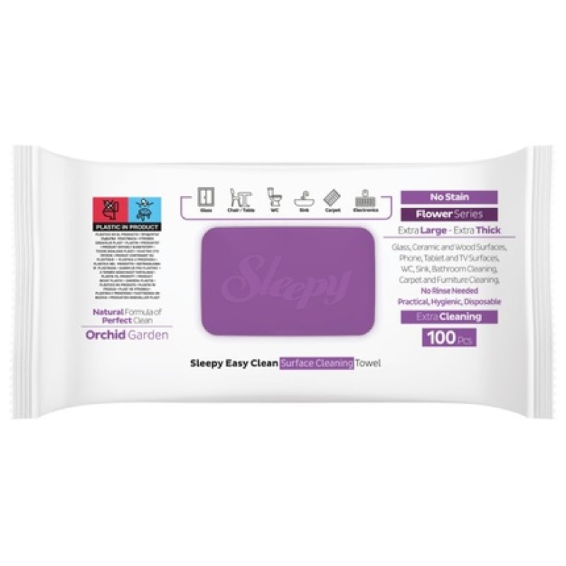 Sleepy Easy Clean Wet Wipes Multisurface 100 Pieces Orchid Garden
