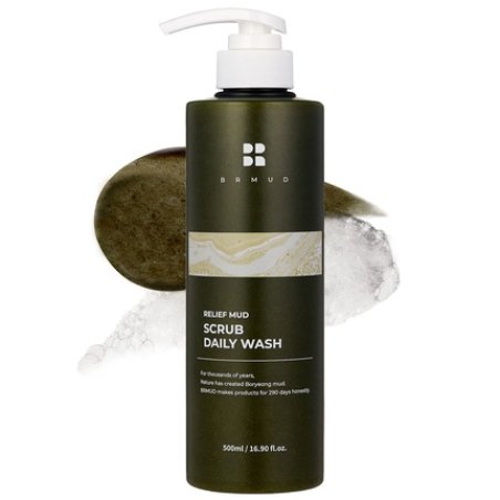 Relief Mud Scrub Body Wash for Anti-Acne Exfoliating With Mud Powder 500ml - Sebum Control Cleanser with BHA - Pimple