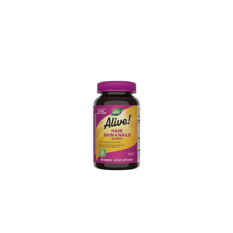 Nature's Way Alive Hair Skin & Nails Gummies 60 Gummies Strawberry Flavor
