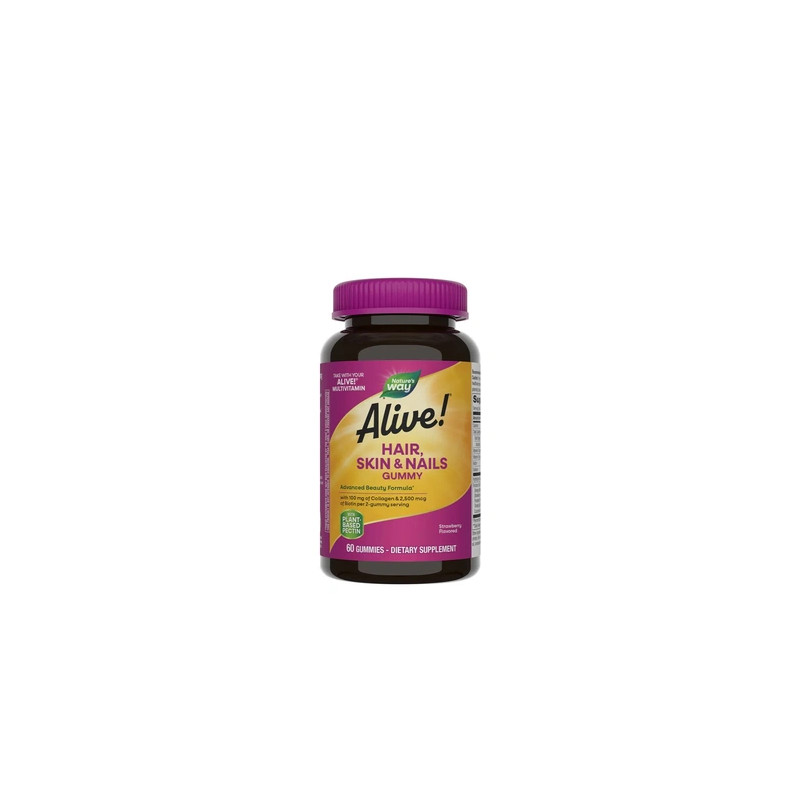 Nature's Way Alive Hair Skin & Nails Gummies 60 Gummies Strawberry Pouch