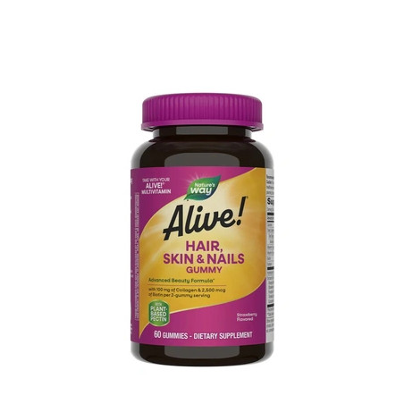 Nature's Way Alive Hair Skin & Nails Gummies 60 Gummies Strawberry Pouch