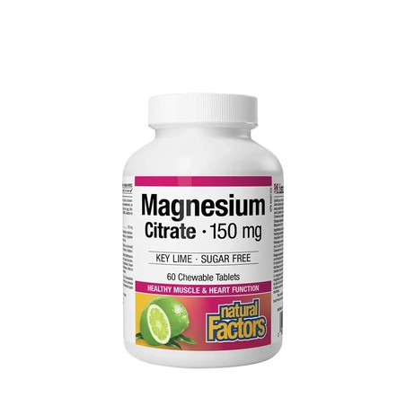 Natural Factors Magnesium Citrate 150 Mg Chewables 90 Count Lime Flavor