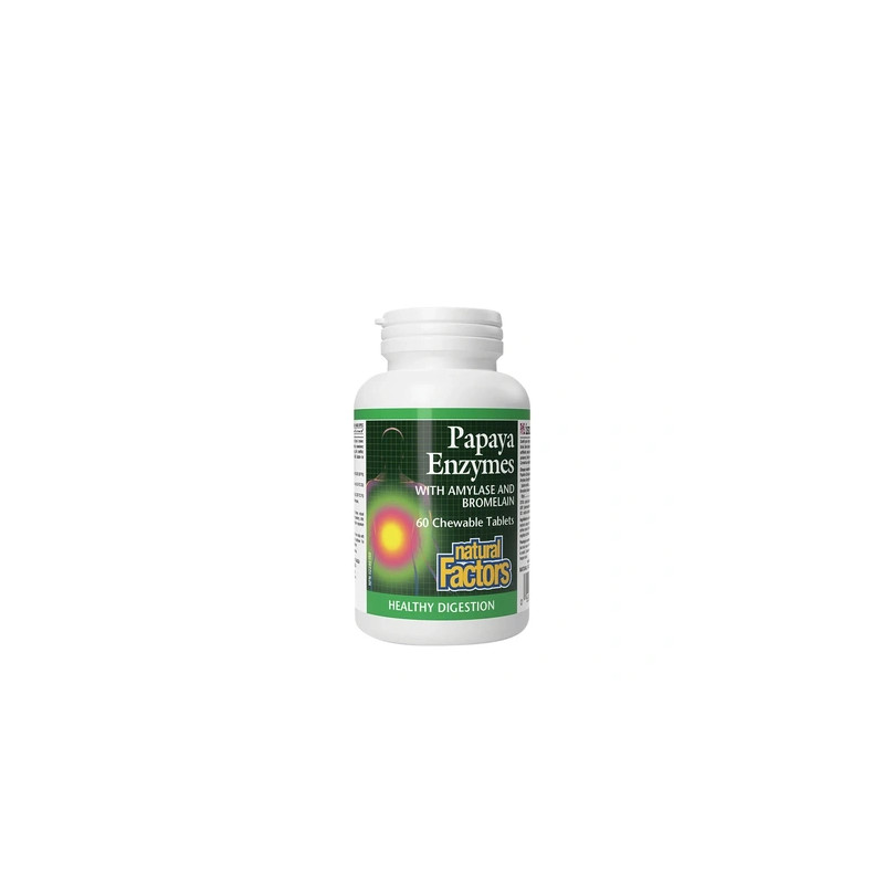Natural Factors Papaya Enzymes With Amylase And Bromelain 60 Chewable Tablets