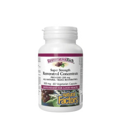 Natural Factors Resveratrolrich Super Strength Concentrate 500 Mg 60 Veggie Capsules